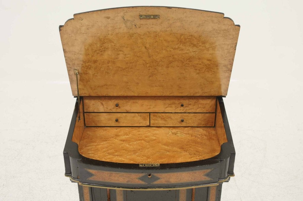 Scottish Victorian Ebonized and Burled Walnut Davenport Desk