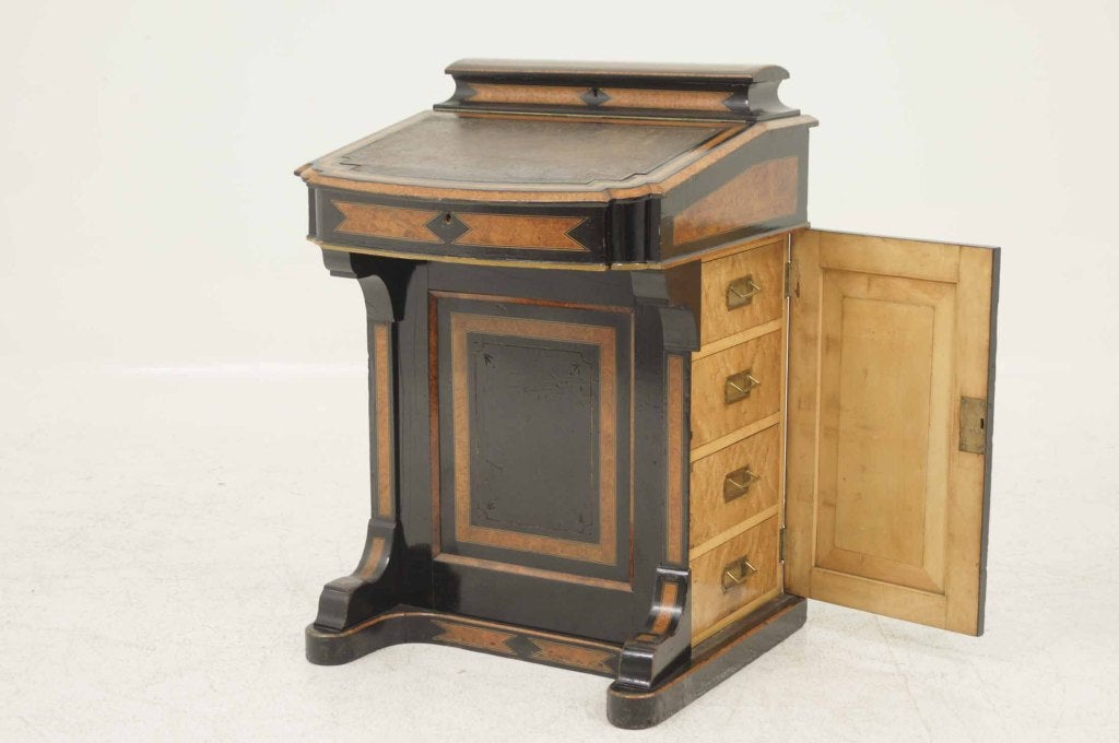 Victorian Ebonized and Burled Walnut Davenport Desk 3