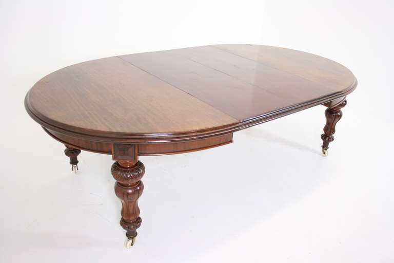 19th Century Large Antique Scottish Victorian Mahogany Dining Table w/ Three Leaves ~1870~