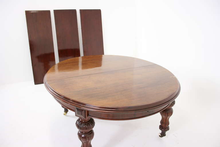 Large Antique Scottish Victorian Mahogany Dining Table w/ Three Leaves ~1870~ 3