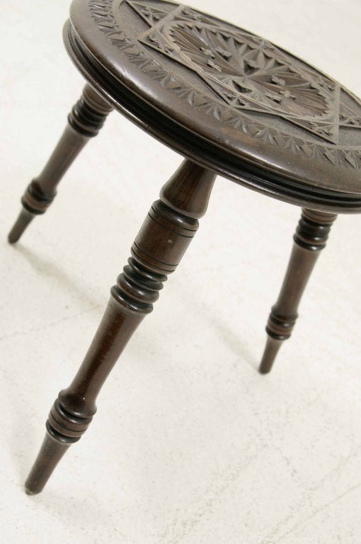 19th Century Victorian Carved Milking Stool