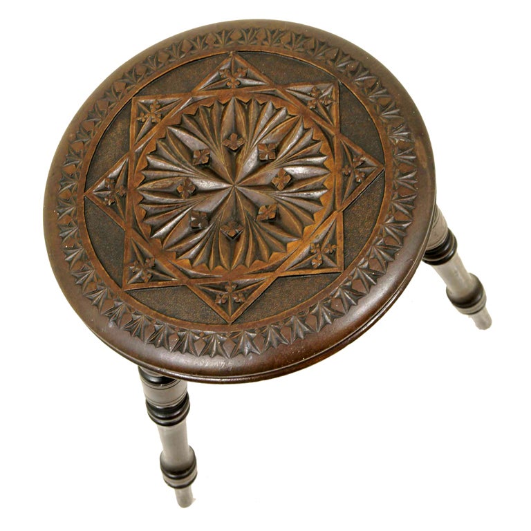 Victorian Carved Milking Stool