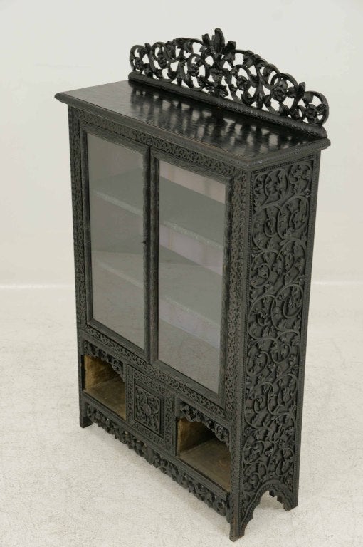 Victorian Heavily Carved Ebonized Display / China Cabinet 3