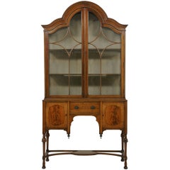 Antique Inlaid Mahogany China / Display Cabinet
