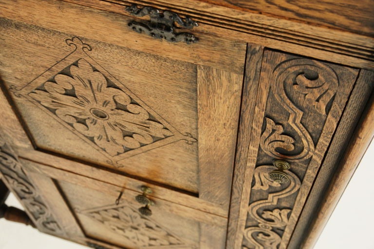 Oak Arts and Crafts Cutlery Server Sideboard