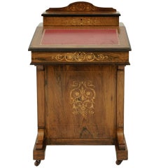 Antique Mahogany Marquetry Inlaid Davenport Desk