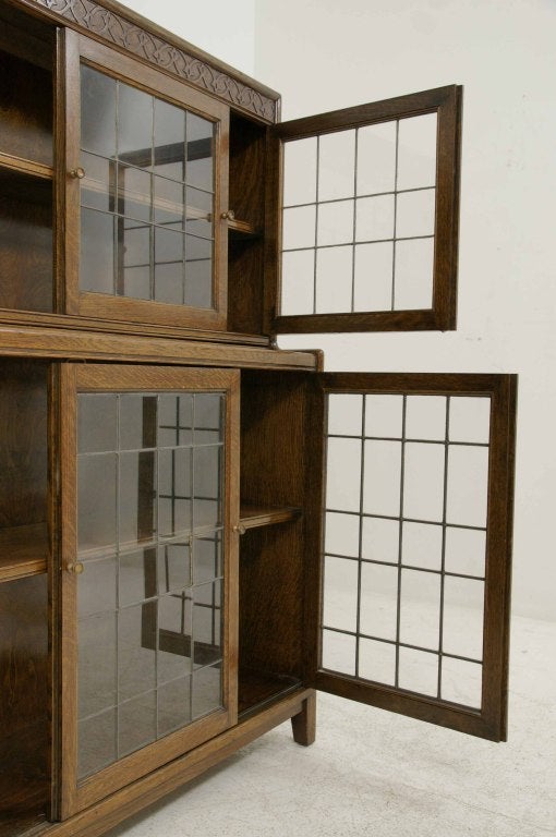Oak Leaded Glass Lawyer's Bookcase at 1stDibs