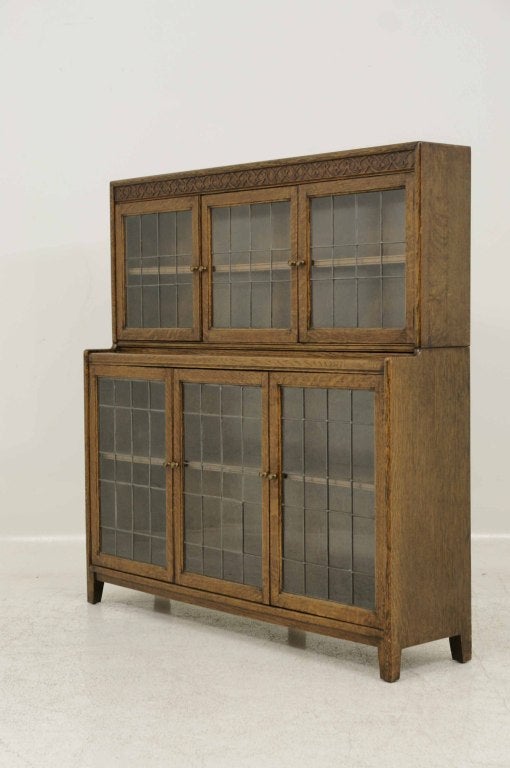 Oak Leaded Glass Lawyer's Bookcase at 1stDibs