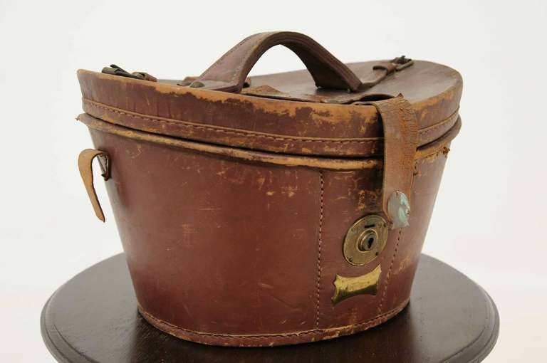 Victorian Gentleman's Black Top Hat With Leather Case