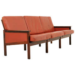 Rosewood and Leather Sofa by Illum Wikkelso for N. Eilersen