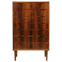 Retro Exceptional Rosewood Danish Modern Tall Boy Dresser Chest of Drawers