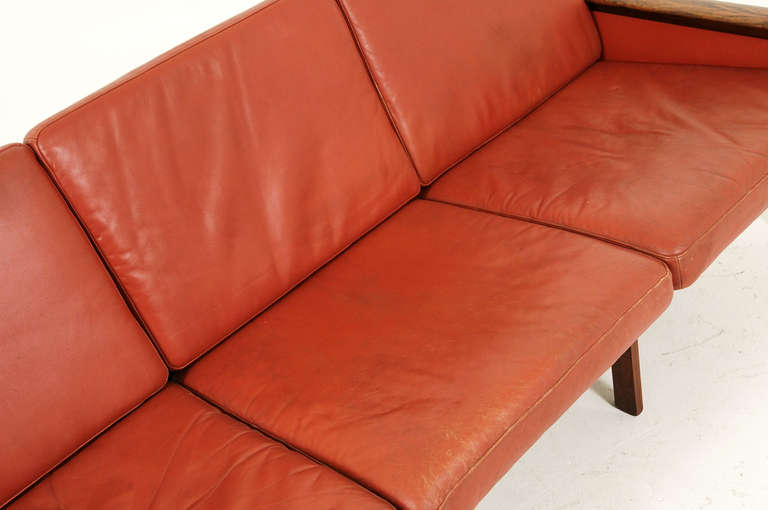 Rosewood and Leather Sofa by Illum Wikkelso for N. Eilersen 1
