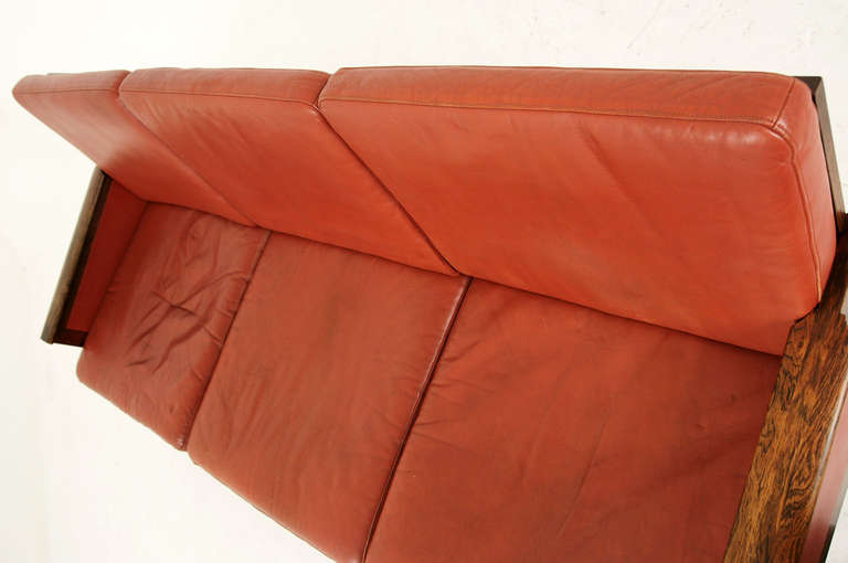 Rosewood and Leather Sofa by Illum Wikkelso for N. Eilersen 2