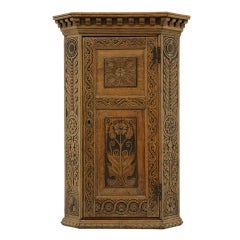 Late 19th Century Chipped Carved Oak Hanging Corner Cabinet