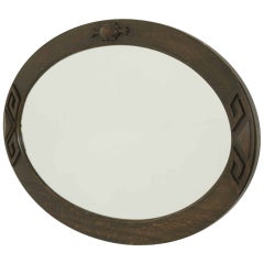 Antique Oak Oval Bevelled Wall Mirror