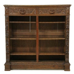 Victorian Carved Oak Open Bookcase
