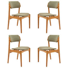 Vintage Beautiful Set of Four Teak Dining Chairs by Erik Buck, 302-3