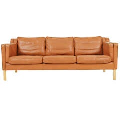 Danish Modern Three Seater Leather Sofa