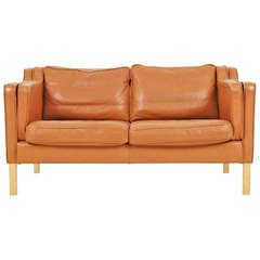 Danish Modern 2 Seater Leather Sofa 