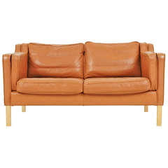 Danish Modern 2 Seater Leather Sofa