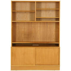 Danish Modern Oak Bookcase Cabinet by Hundevad 