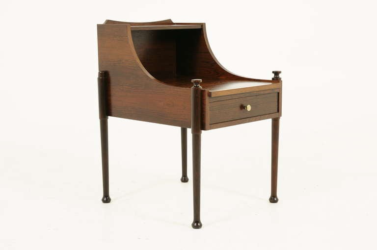 Beautiful Danish Modern Rosewood Bedside Nightstand Table