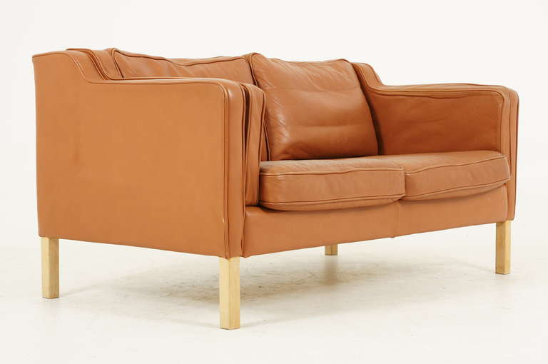 Danish Modern 2 Seater Leather Sofa