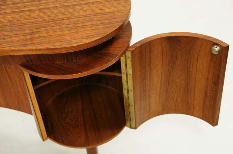 Mid-20th Century Danish Modern Teak Kidney Shape Writing Desk 