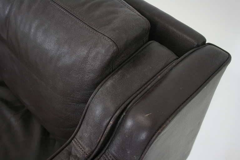 Scandinavian Modern Danish Modern Leather Love Seat Sofa by Stouby 