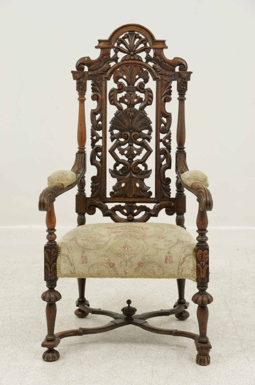 Victorian Carved Oak Throne Chair