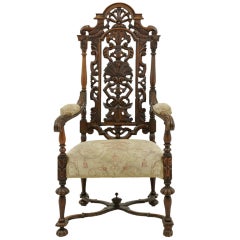 Victorian Carved Oak Throne Chair