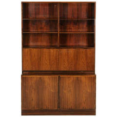 Danish Modern Rosewood Bookcase Cabinet by Omann Junior