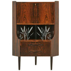 Vintage Danish Modern Rosewood Corner Cabinet 