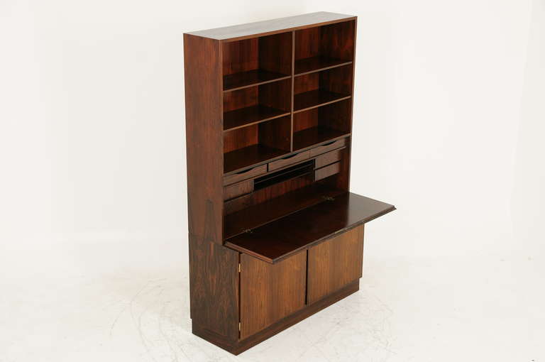 Danish Modern Rosewood Bookcase Cabinet by Omann Junior 4