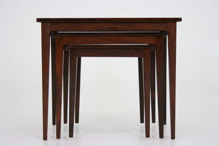 Scandinavian Modern Danish Modern Rosewood & Tiled Nesting Tables