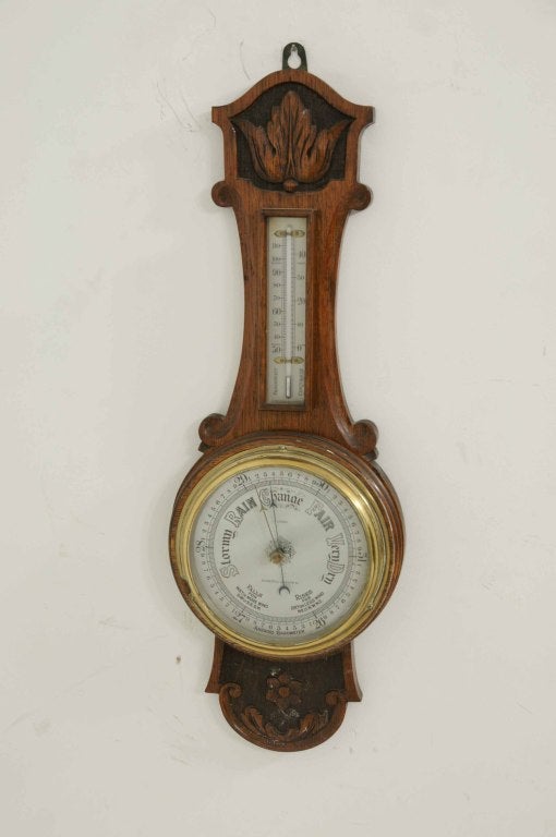 Early 20th Century Oak Barometer