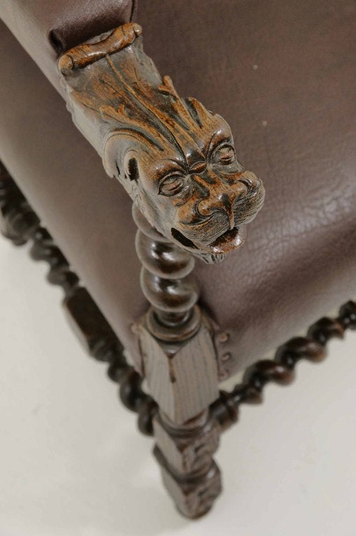 Scottish Carved Victorian Oak Throne Chair