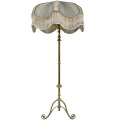 Early 20th Century Brass Lamp & Shade