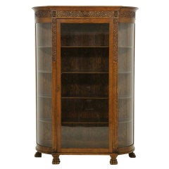 Antique Solid Tiger Oak China Cabinet