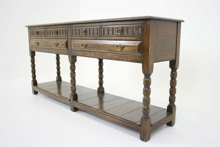 Antique Solid Oak "William & Macy" Style Sideboard, Buffet, Server
