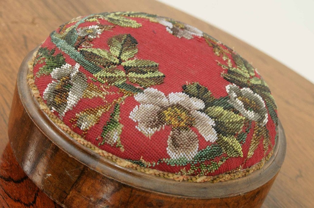 Victorian Circular Walnut Footstool 2