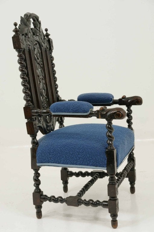 Jacobean Carved Oak Throne Chair 2