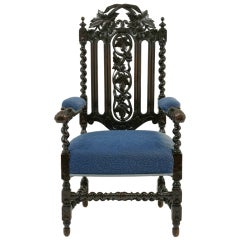 Jacobean Carved Oak Throne Chair