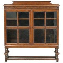 Antique Oak 2-Door Bookcase