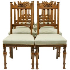 Set of 8 Victorian Oak Dining Chairs