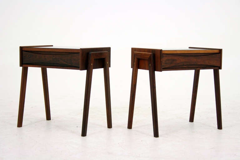 Danish Modern Pair of Rosewood Bedside Tables
