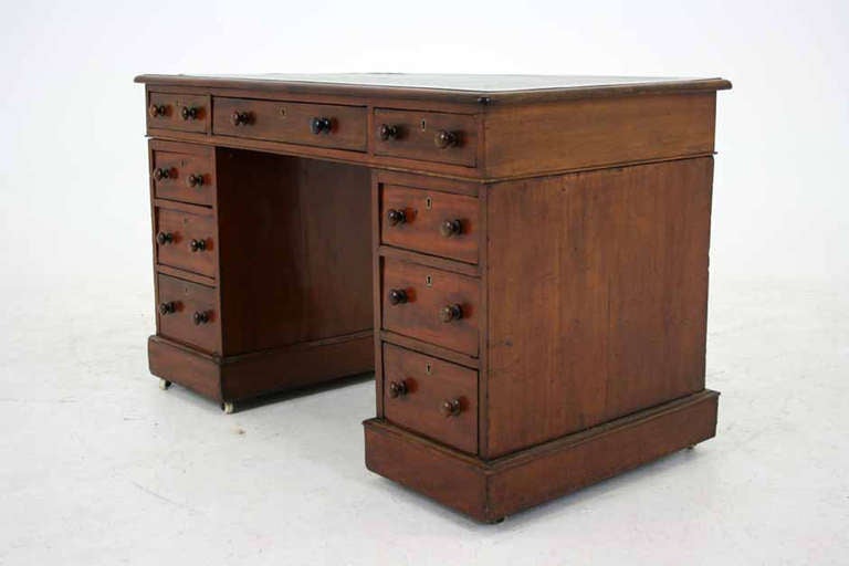 Antique Scottish Victorian Mahogany Double Pedestal Desk Writing Table 4