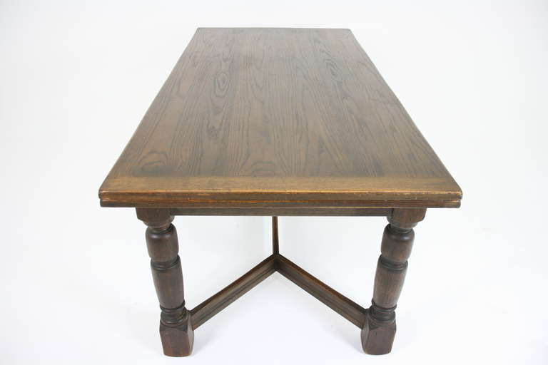 Antique Scottish Oak Draw Leaf, Refectory, Dining Table with Two Leaves 5