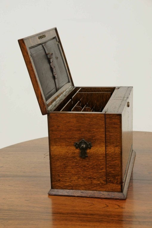 19th Century Victorian Quarter Sawn Oak Stationery Travel / Writing Box