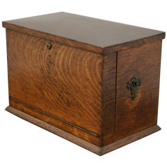 Victorian Quarter Sawn Oak Stationery Travel / Writing Box